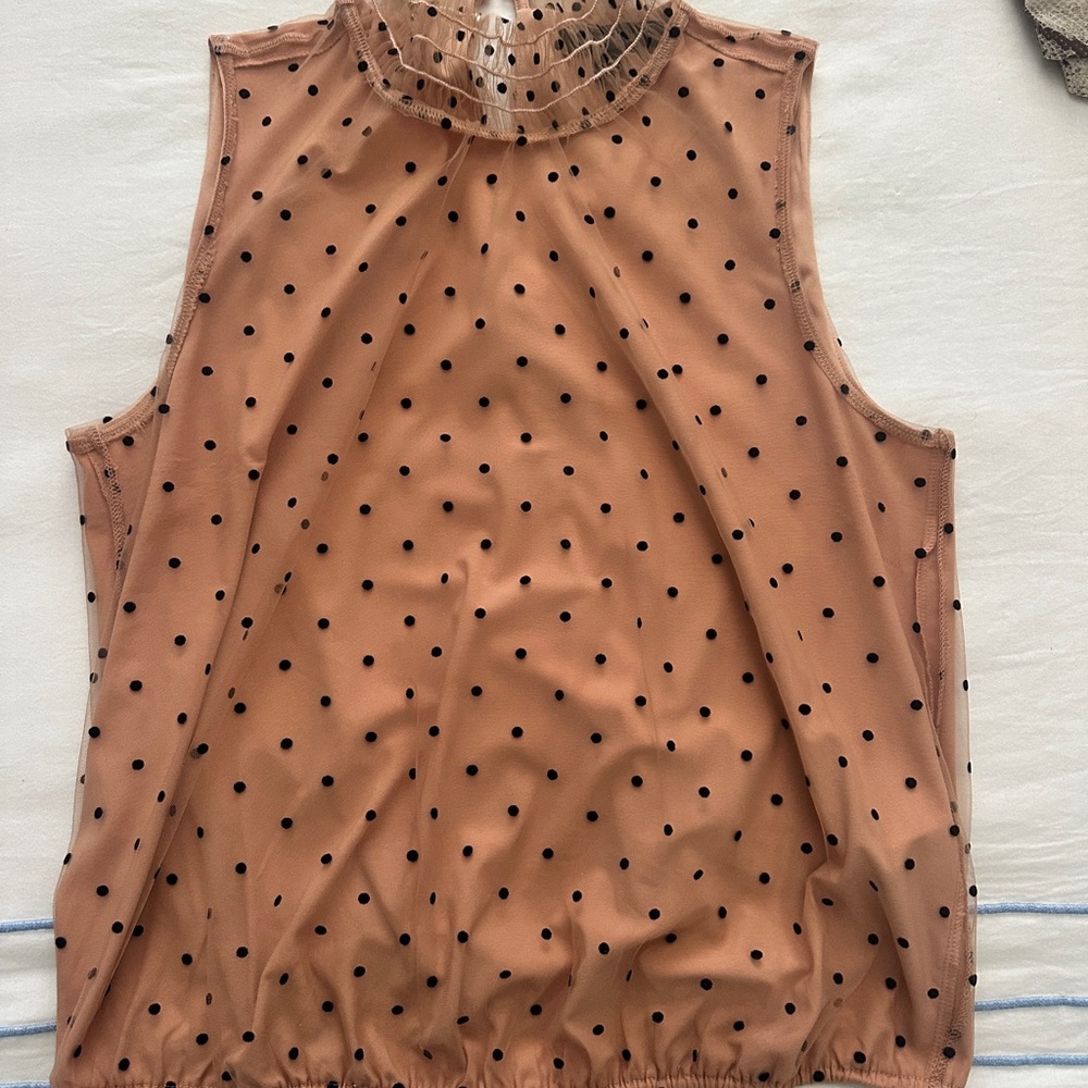 Banana Republic Sleeveless Top - Tan with Black Dots